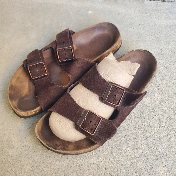Betula Birkenstock Brown Leather Arizona Sandals Birkenstock Betula Brown Suede Sandals Sz 42 | 270 | Women  main image 2